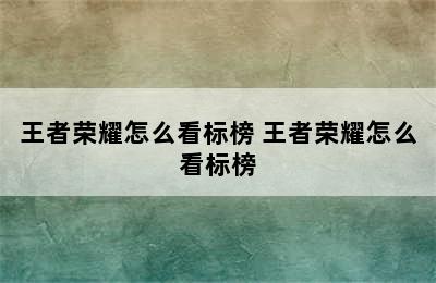 王者荣耀怎么看标榜 王者荣耀怎么看标榜